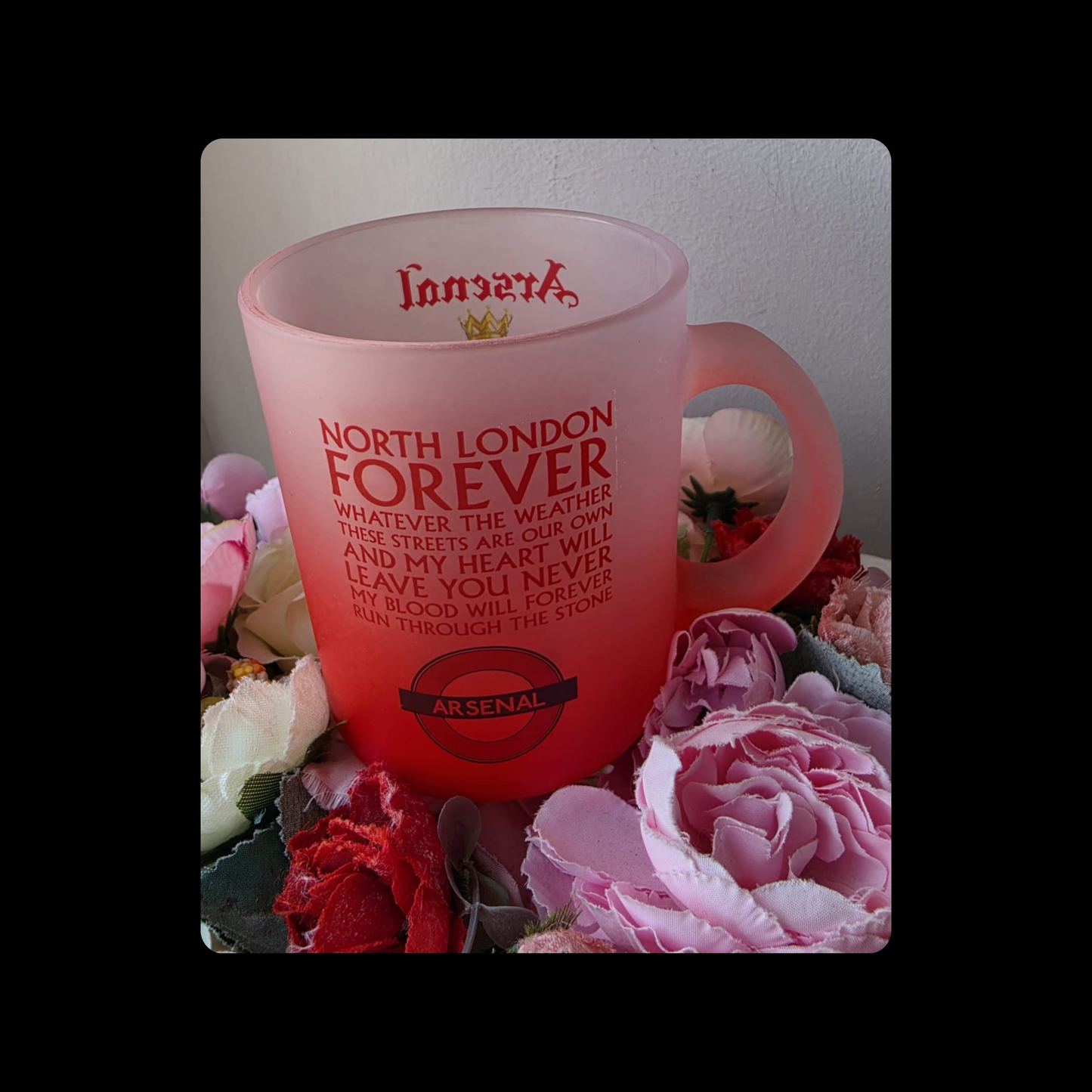 Arsenal Champions & North London Forever Tube Sign Current Badge 11oz (330ml) Frosted Mug
