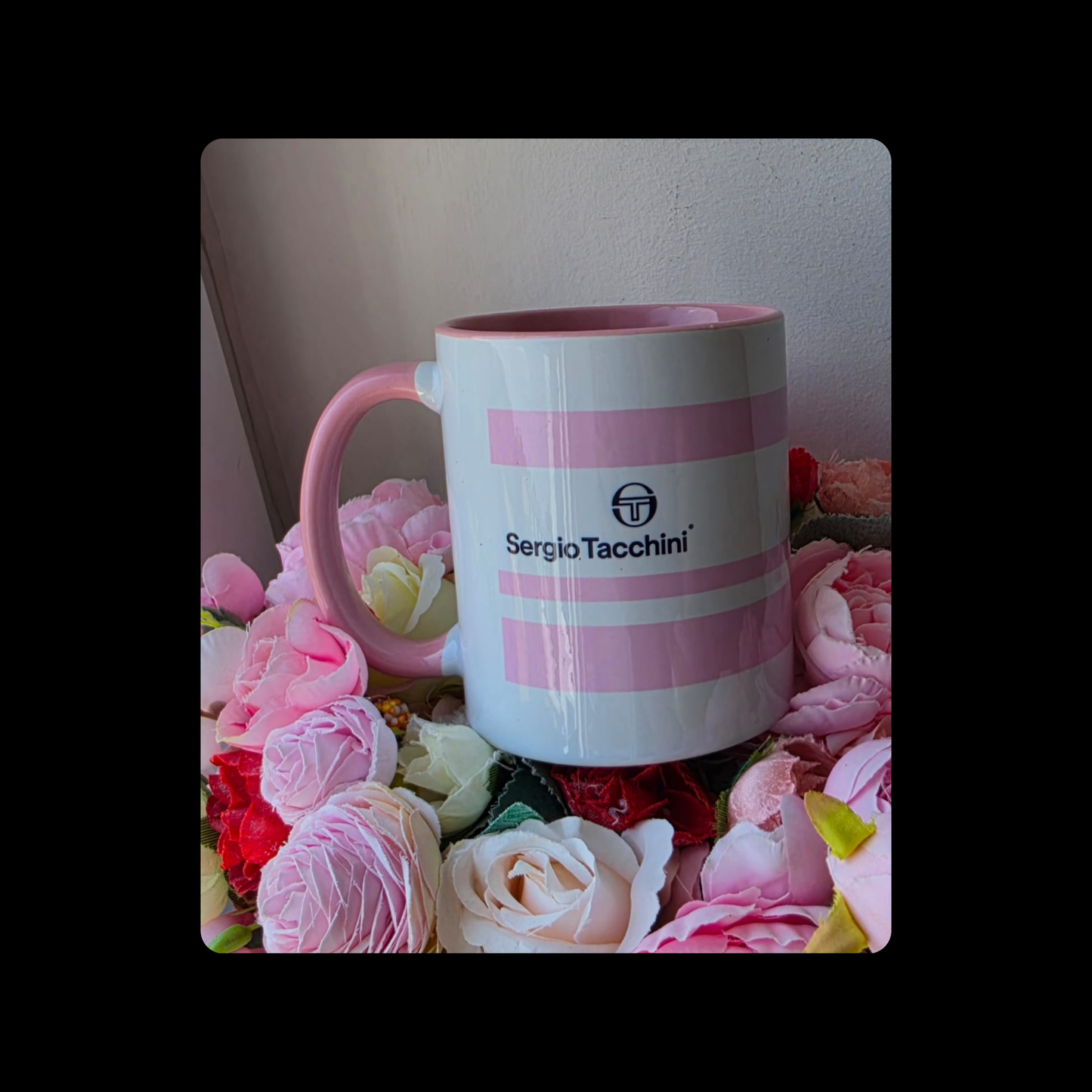 Sergio Tacchini Pink & White 11oz (330ml) Ceramic Mug