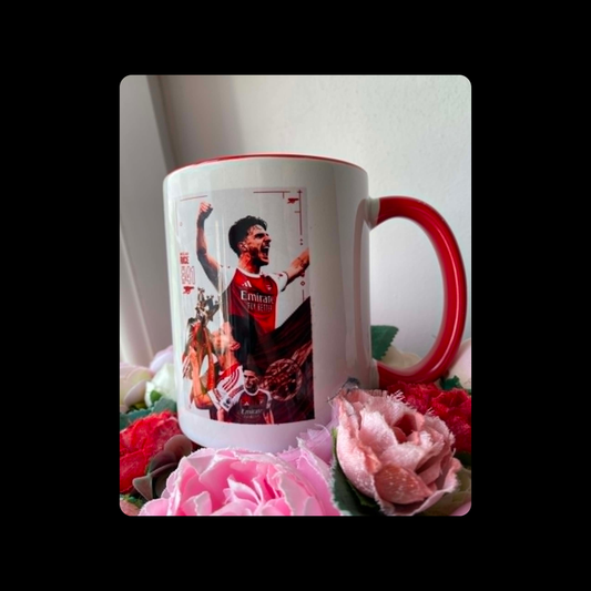Arsenal Champions Declan Rice Red & White 11oz (330ml) Ceramic Mug