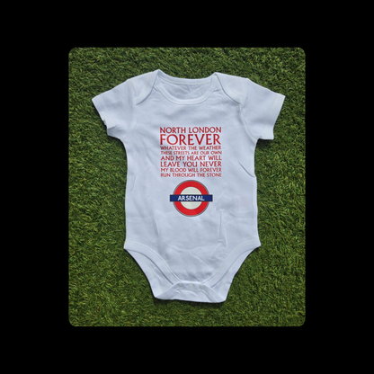 North London Forever Red Lyrics Clock End Clock Short Sleeved 100% Cotton White Baby Bodysuit Set Of 2