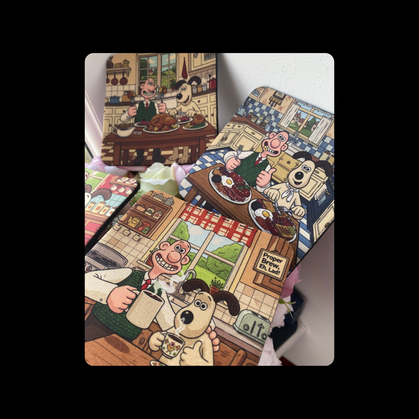 Wallace & Gromit Rubber Backed 10cm Coasters Set of 4