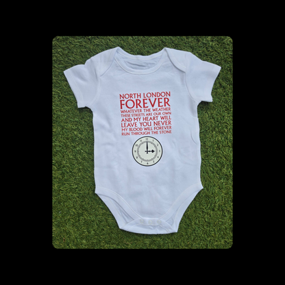 North London Forever Red Lyrics Clock End Clock Short Sleeved 100% Cotton White Baby Bodysuit Set Of 2