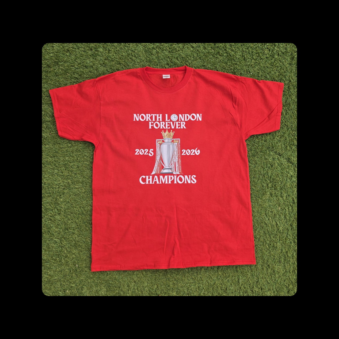 Champions North London Forever White Text Short Sleeved 100% Cotton Red T-Shirt
