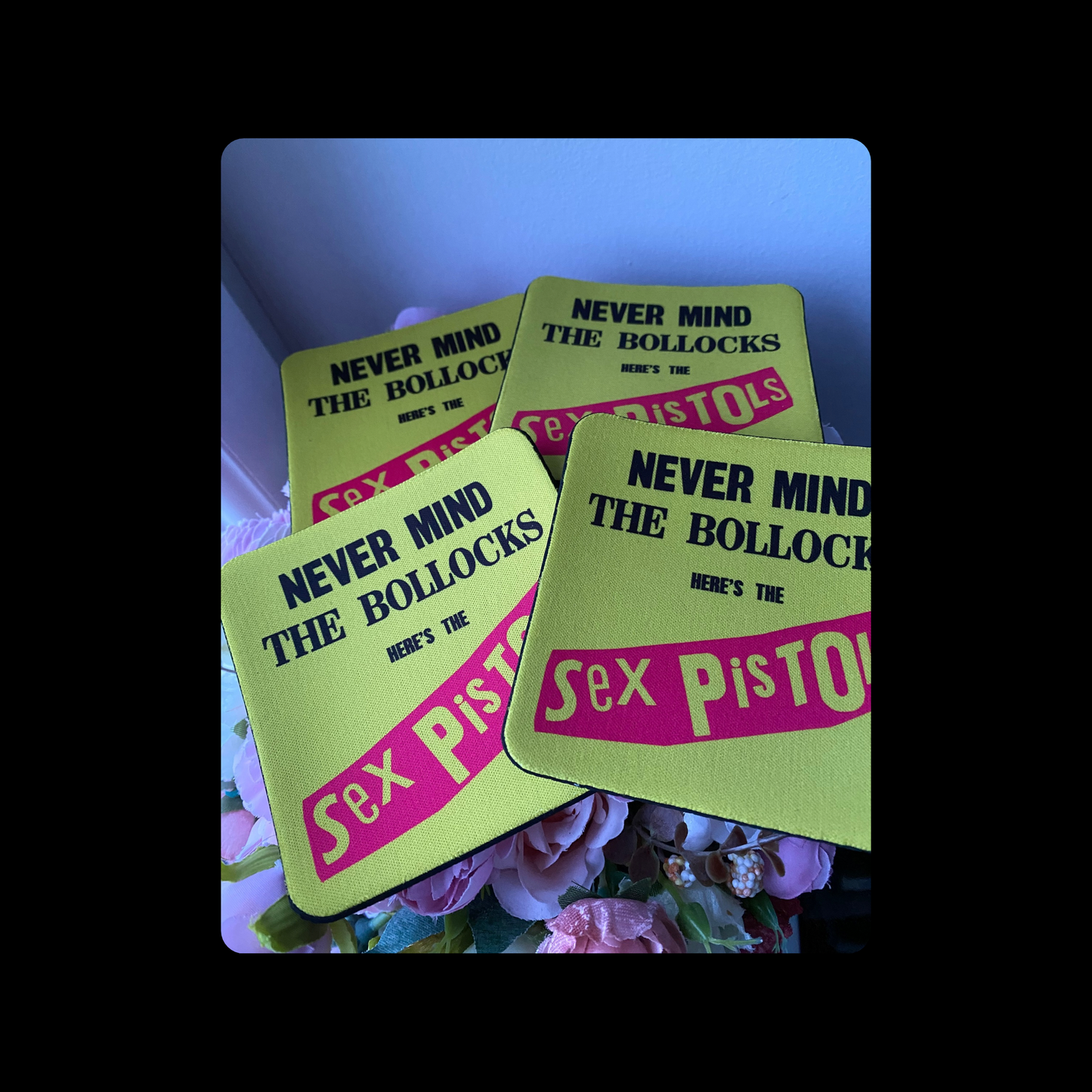 Sex Pistols Never Mind The Bollocks Rubber Backed 10cm Coasters Set of 4
