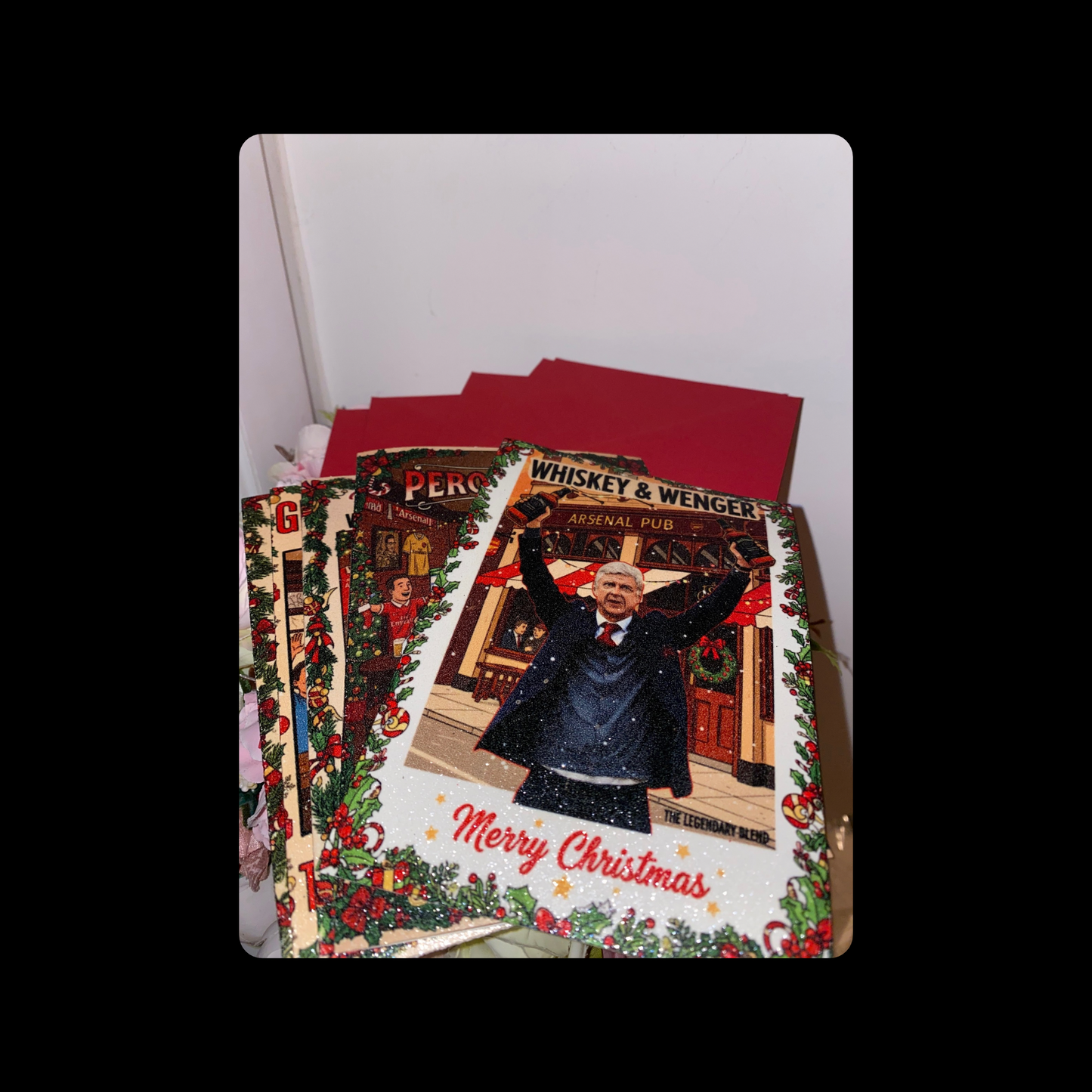 Arsenal Legend A6 Christmas Cards Set Of 5  (Bergkamp, Henry, Pires, Wenger, Wright)