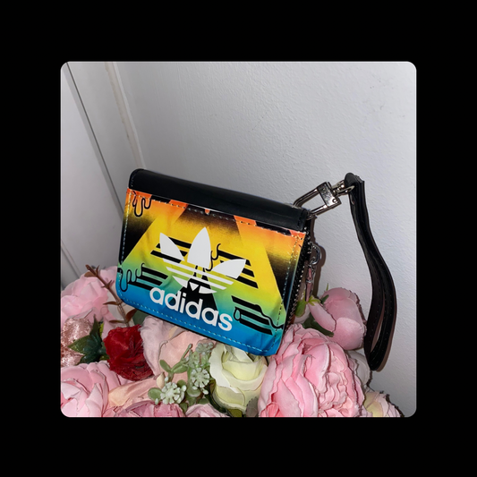 Adidas Multicoloured Dripping Paint PU Leather Purse 10.5cm x 7.5cm