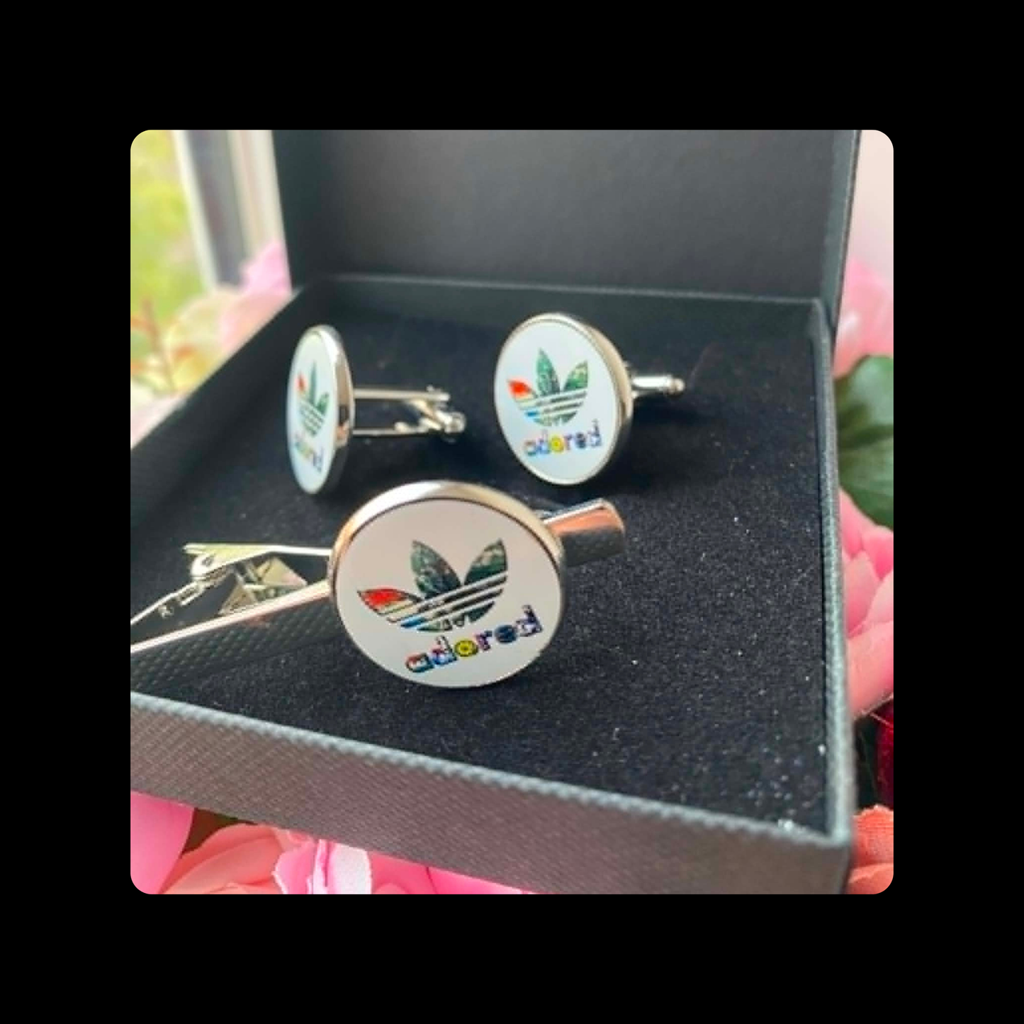 Adidas Stone Roses Adored Chrome Tie Pin & Cufflinks