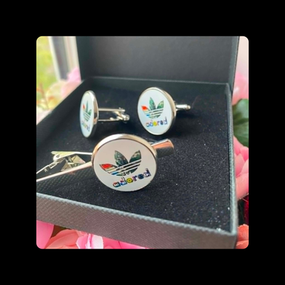 Adidas Stone Roses Adored Chrome Tie Pin & Cufflinks