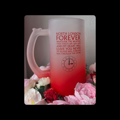Arsenal North London Forever Lyrics Clock End Clock 16oz (474ml) Red & White Frosted Stein