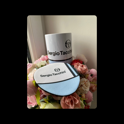 Sergio Tacchini Blue & White 11oz (330ml) Ceramic Mug & Coaster