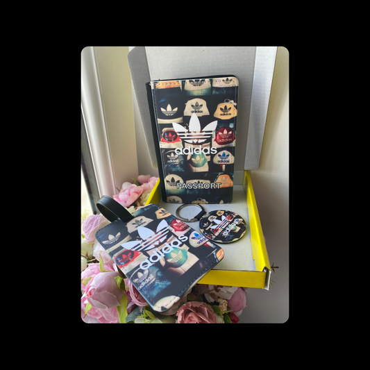 Adidas Trainer Heel Collage PU Material Passport Holder Gift Set