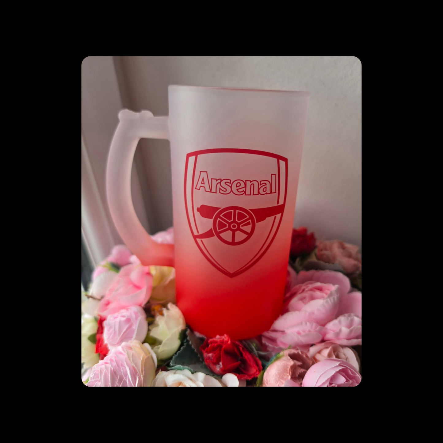 Arsenal Current Badge 16oz (474ml) Red & White Frosted Stein