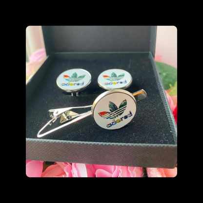 Adidas Stone Roses Adored Chrome Tie Pin & Cufflinks