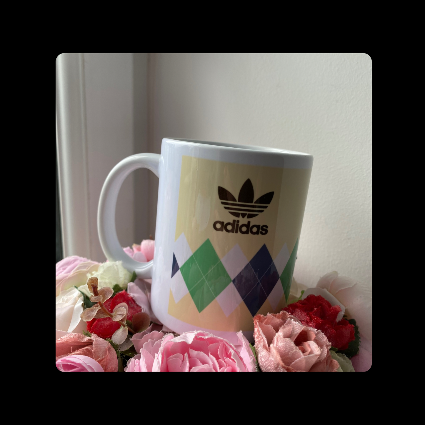 Adidas Originals Argyle Golf 80’s Football Casual Style Cream/Yellow 11oz (330ml) Mug