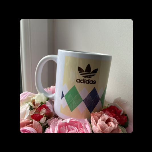 Adidas Originals Argyle Golf 80’s Football Casual Style Cream/Yellow 11oz (330ml) Mug