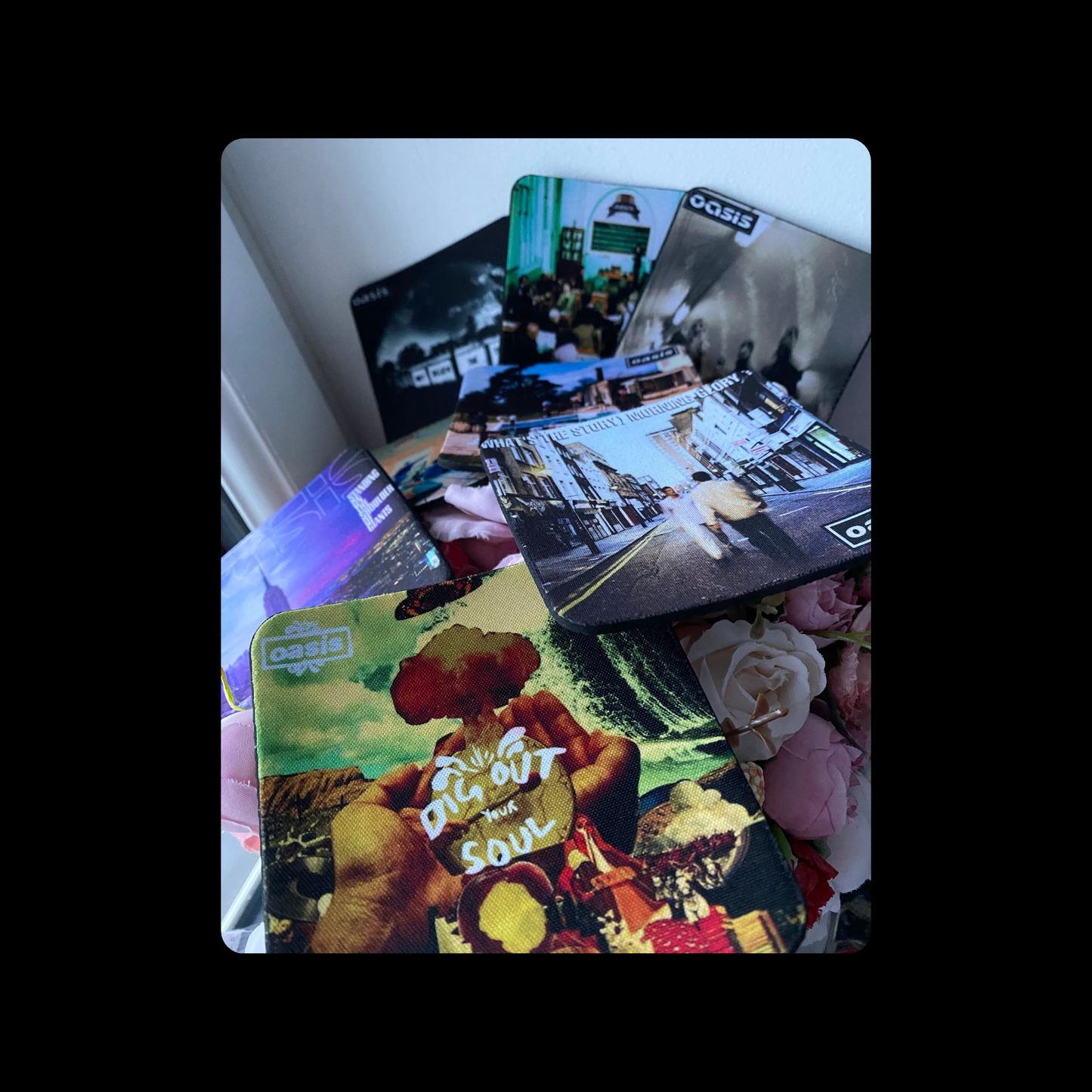 Oasis Album Covers Rubber Backed 10cm Coasters Set of 8