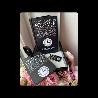 Arsenal North London Forever Lyrics Clock End Clock Black PU Material Passport Holder Gift Set