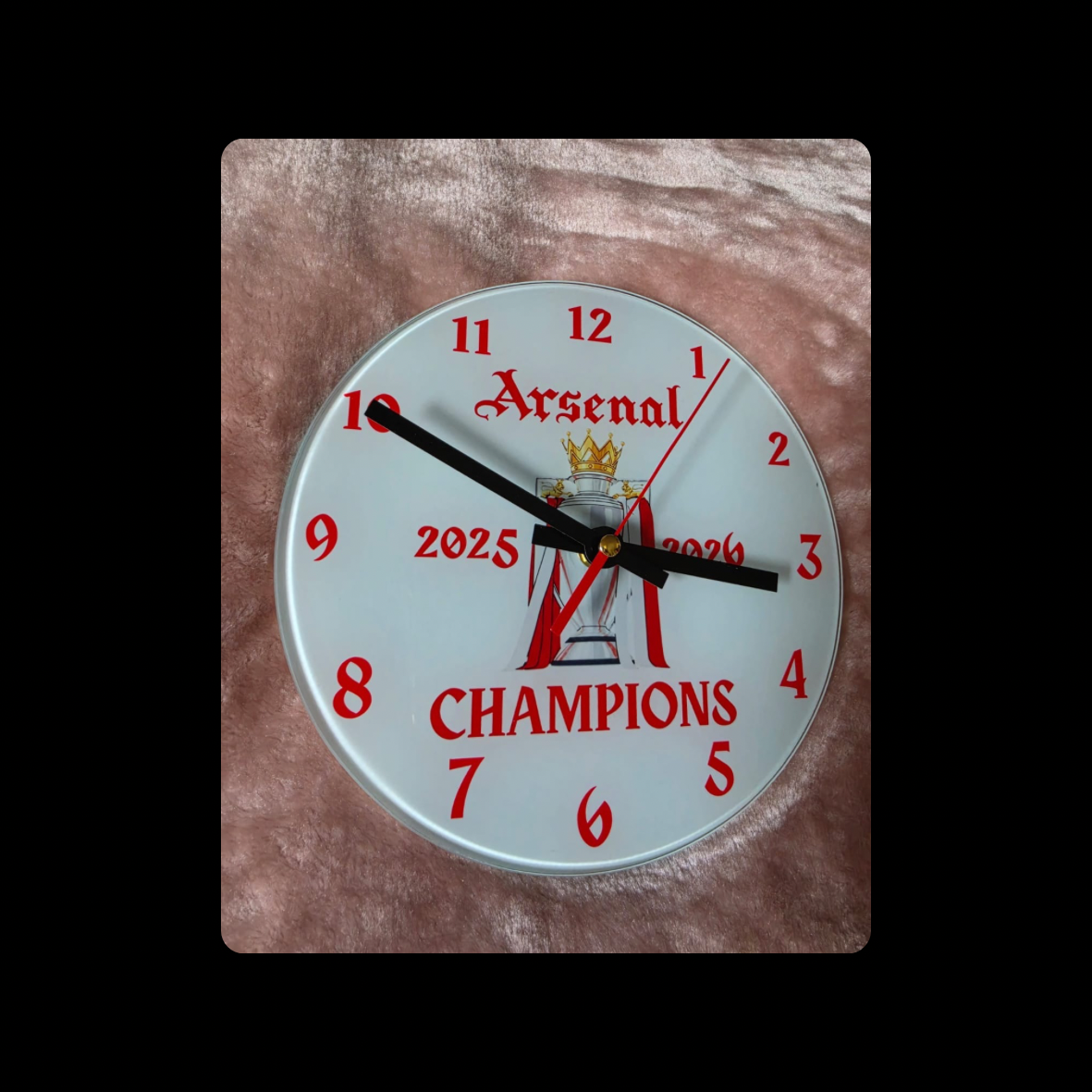 Arsenal Champions Round Glass Clock 20cm (8")