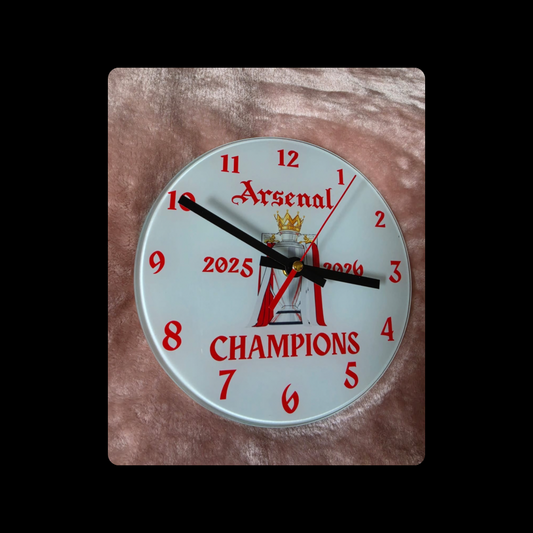 Arsenal Champions Round Glass Clock 20cm (8")