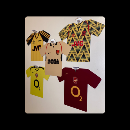 Arsenal Retro Shirts Double Sided (Set Of 5) Window Signs 12cm x 15cm (Includes Suction Hooks)