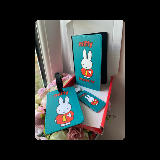 Miffy Teal Coloured PU Material Passport Holder Gift Set