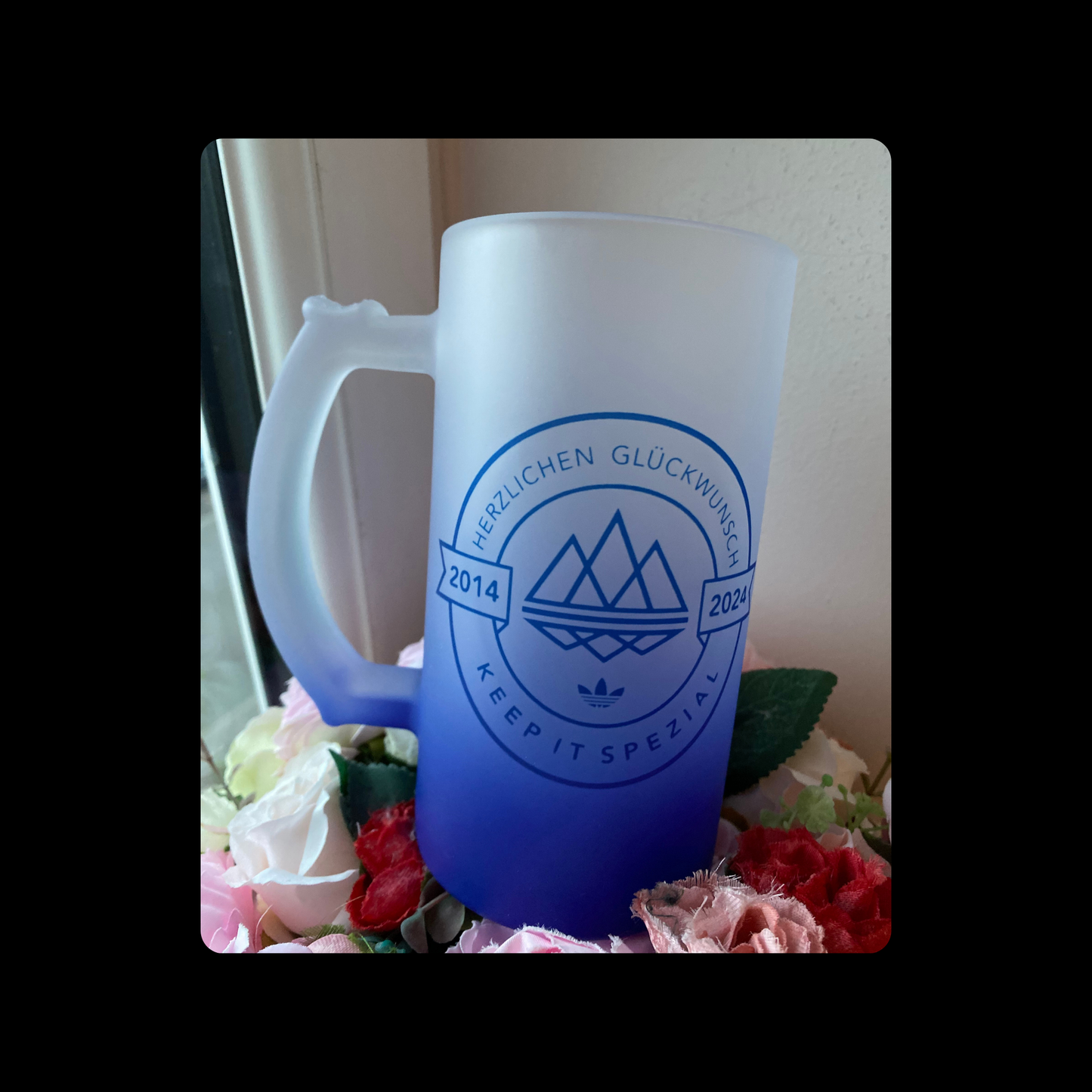 Adidas Keep It Spezial Blue Two Tone 16oz (474ml) Frosted Stein Mug