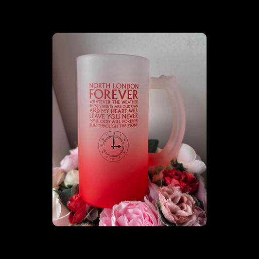 Arsenal North London Forever Lyrics Clock End Clock 16oz (474ml) Red & White Frosted Stein