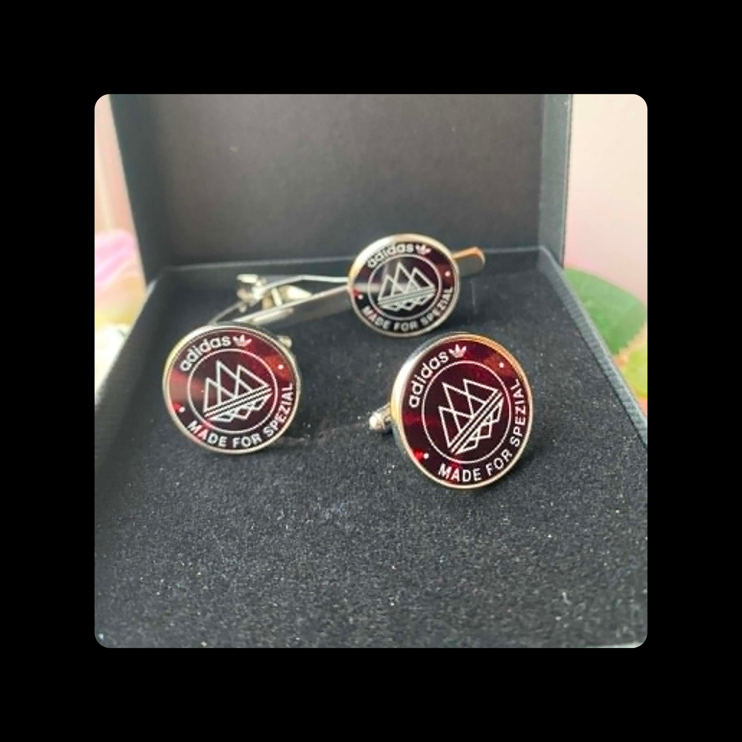 Adidas Made For Spezial Chrome Tie Pin & Cufflinks