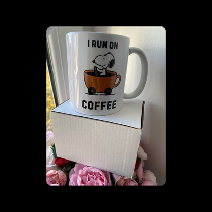 Snoopy I Run On Coffee Ceramic 11oz (330ml) Mug Boxed