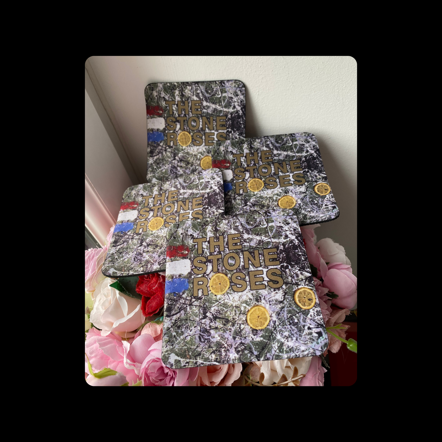 Stone Roses Rubber Backed 10cm Coasters Set of 4