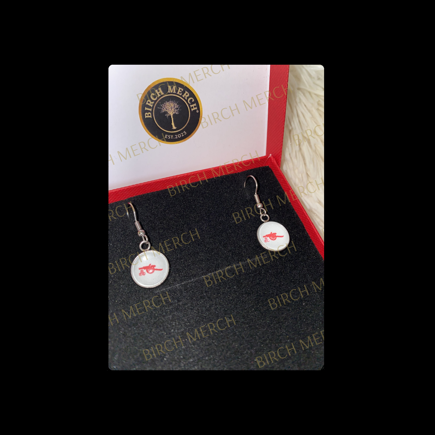 Arsenal Red & White 1978-1979 Badge Round Stainless Steel Earrings 10mm