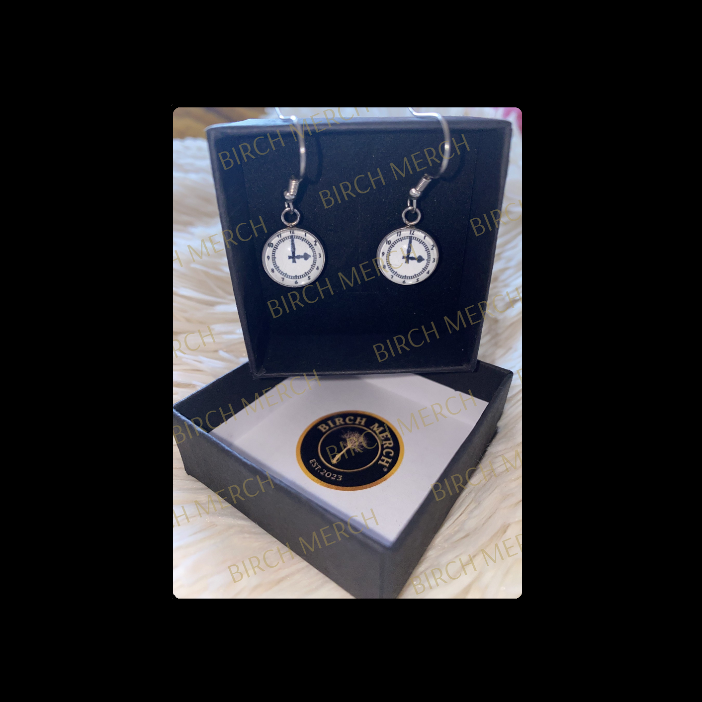 Arsenal Clock End Clock Round Stainless Steel Earrings 10mm