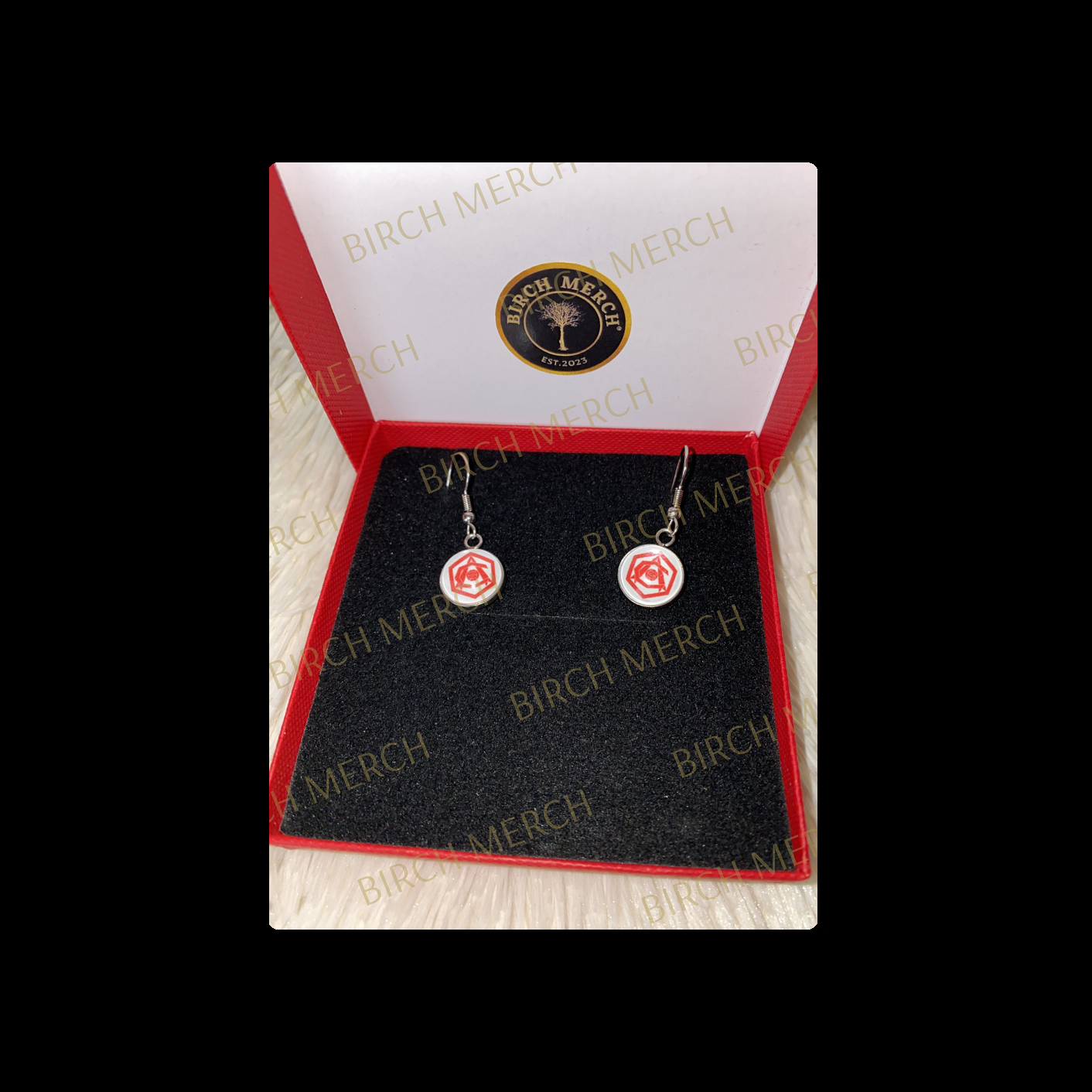 Arsenal Red & White 1936-1949 Badge Round Stainless Steel Earrings 10mm