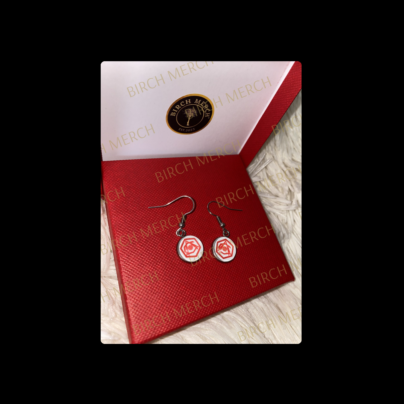 Arsenal Red & White 1936-1949 Badge Round Stainless Steel Earrings 10mm