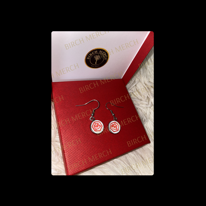 Arsenal Red & White 1936-1949 Badge Round Stainless Steel Earrings 10mm