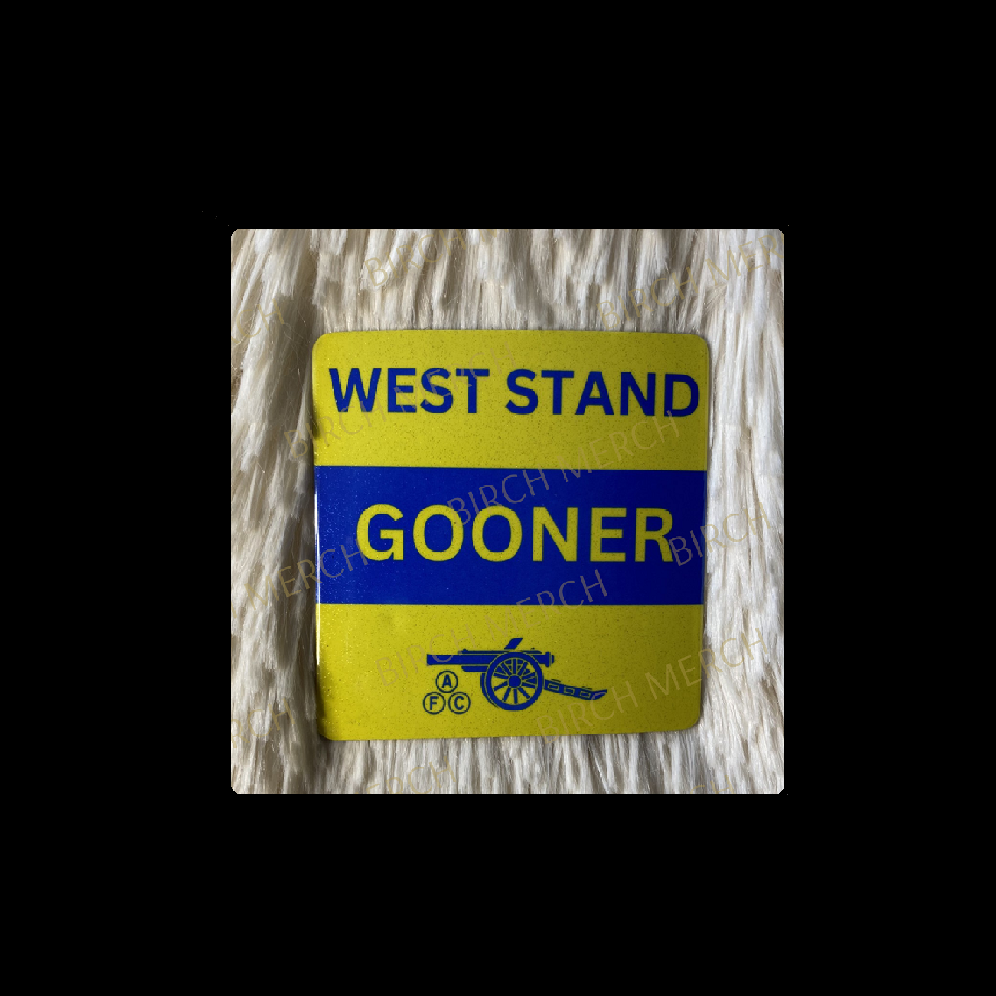 Arsenal West Stand Gooner Yellow & Blue Square Magnet 6.5cm x 6.5cm