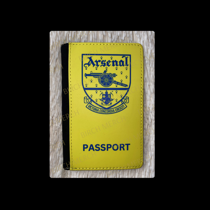 Arsenal Yellow 1949-1990 Badge PU Material Passport Holder Wallet 15cm x 10cm