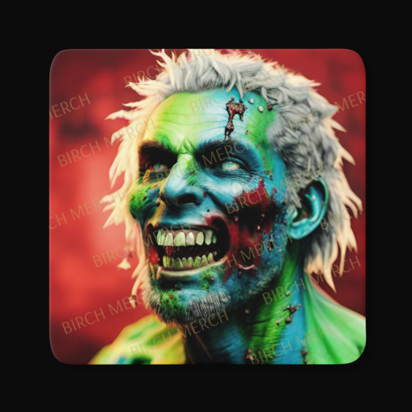 Zombie Square Coaster 9cm x 9cm Style A Design 6