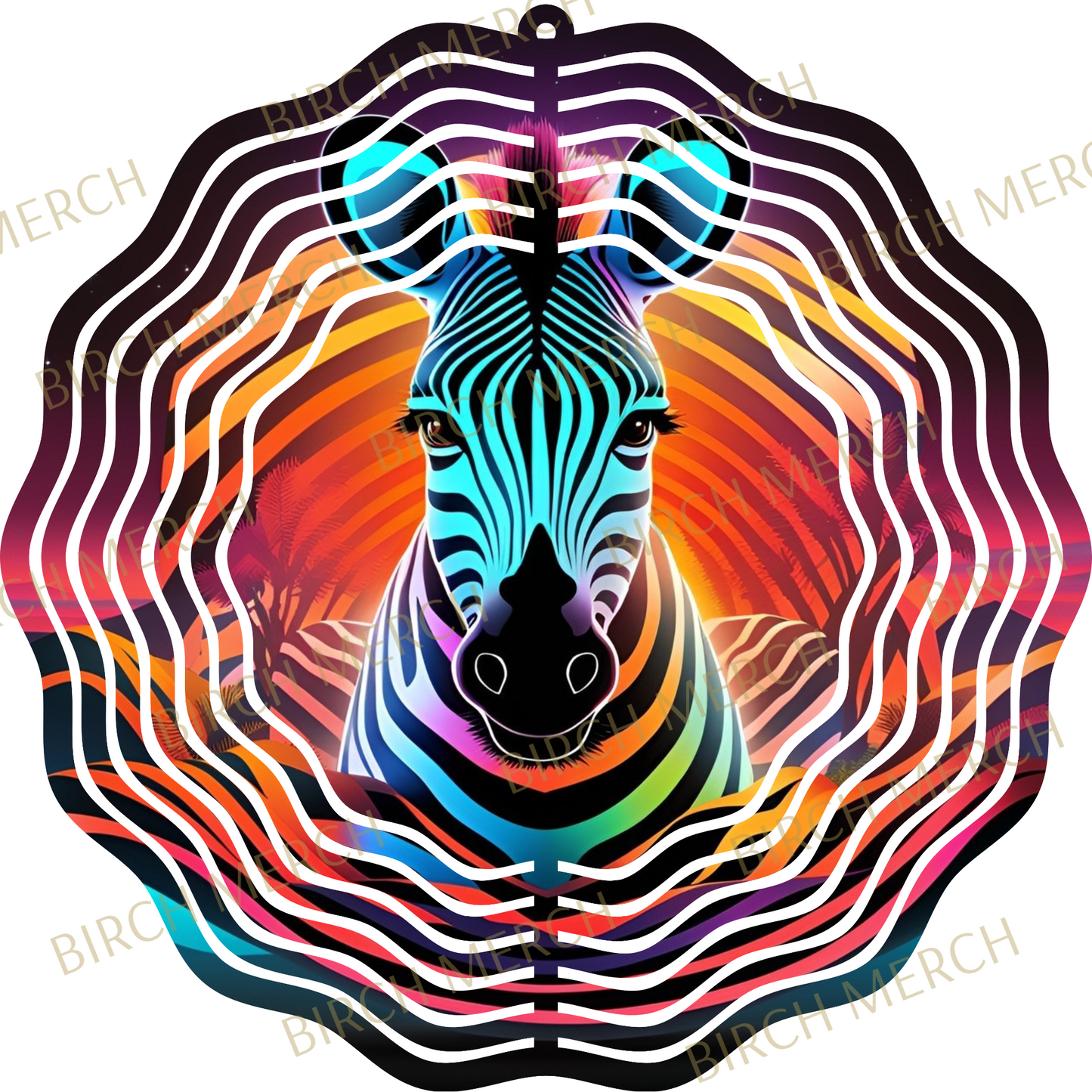 Zebra Double Sided (2 Different Images) Aluminium Metal Wind Spinner