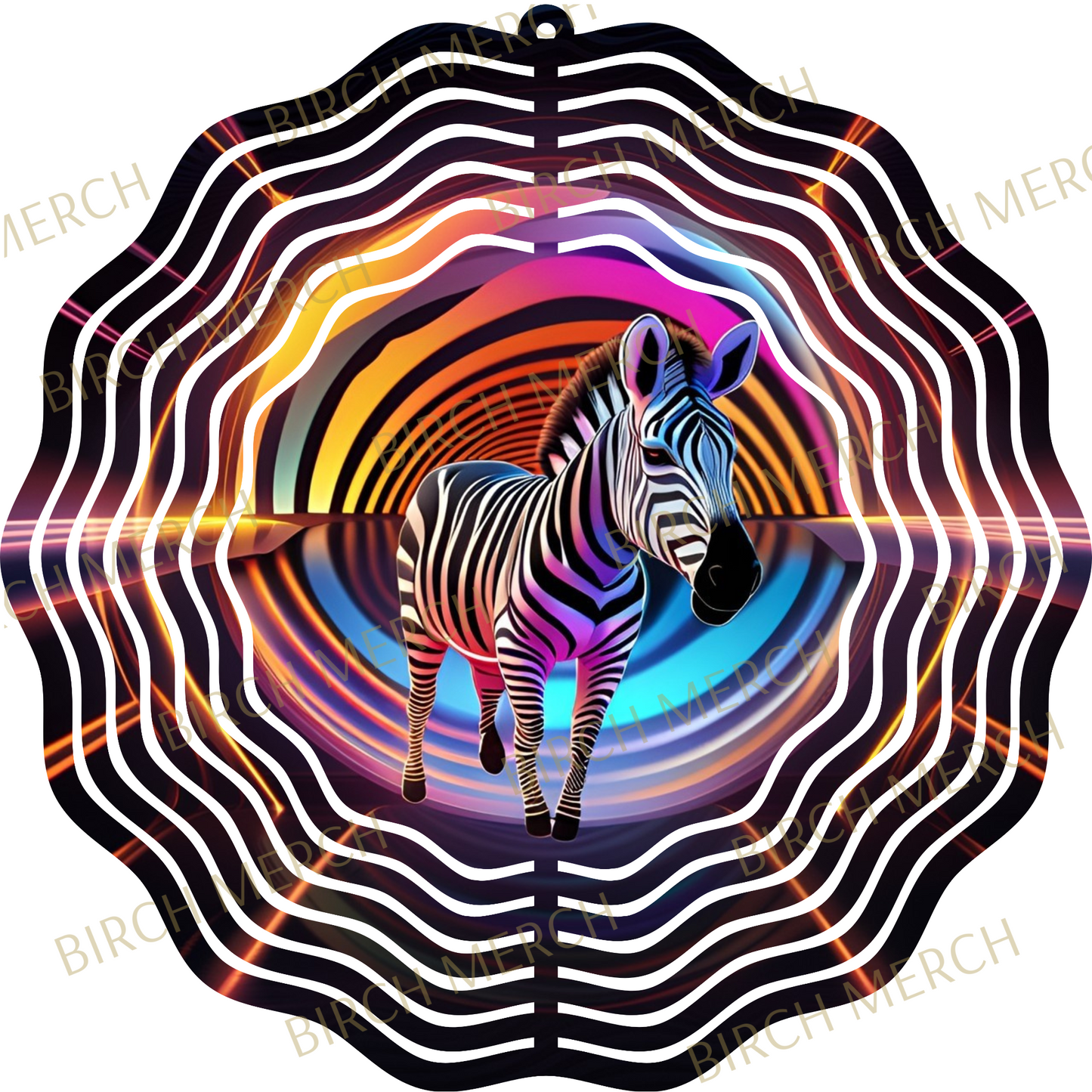 Zebra Double Sided (2 Different Images) Aluminium Metal Wind Spinner