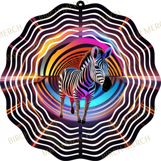 Zebra Double Sided (2 Different Images) Aluminium Metal Wind Spinner