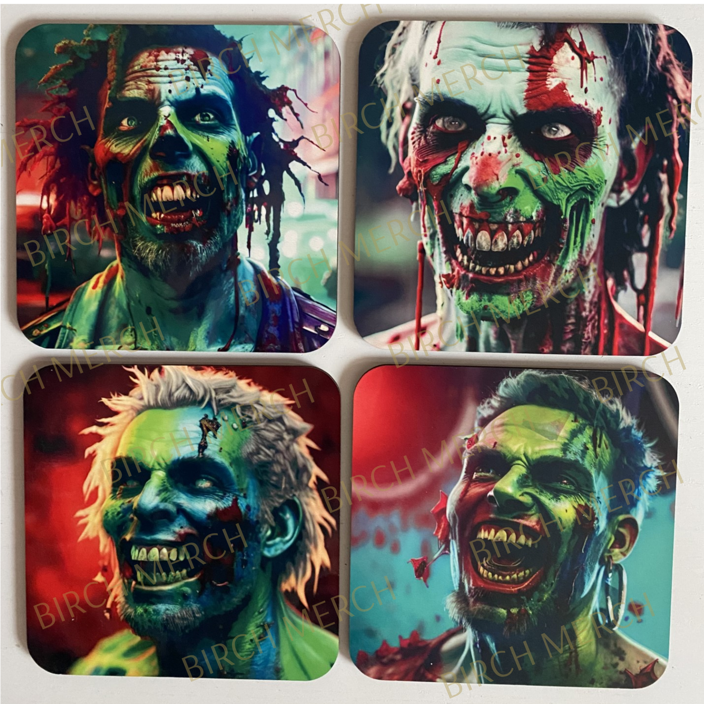 Zombie Square 4 Coaster Set 9cm x 9cm Style A