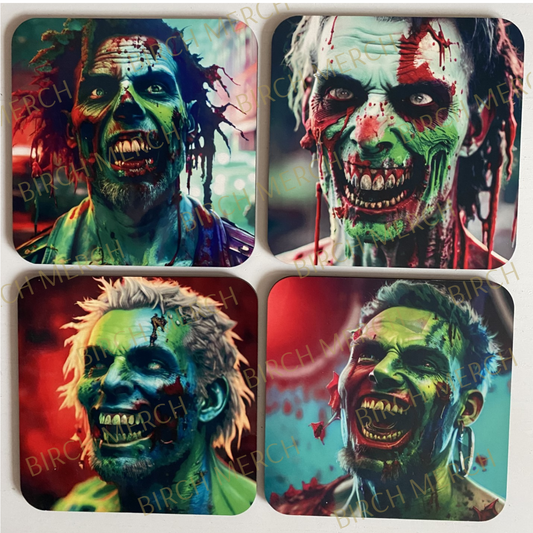 Zombie Square 4 Coaster Set 9cm x 9cm Style A