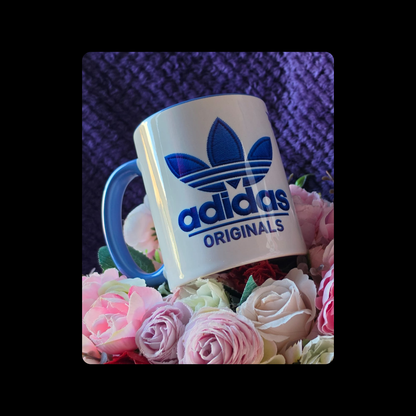 Adidas Trefoil White & Blue Two Colour 11oz (330ml) Ceramic Mug