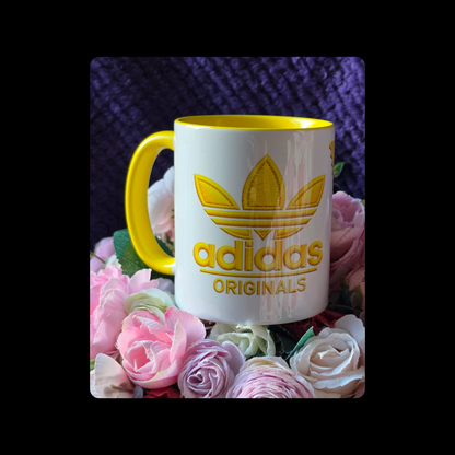 Adidas Trefoil White & Yellow Two Colour 11oz (330ml) Ceramic Mug