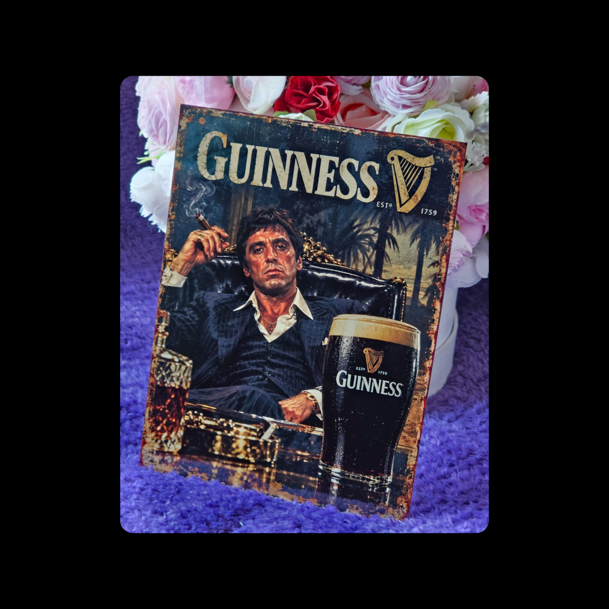 Tony Montana Guinness Metal Bar Sign 15cm x 20cm