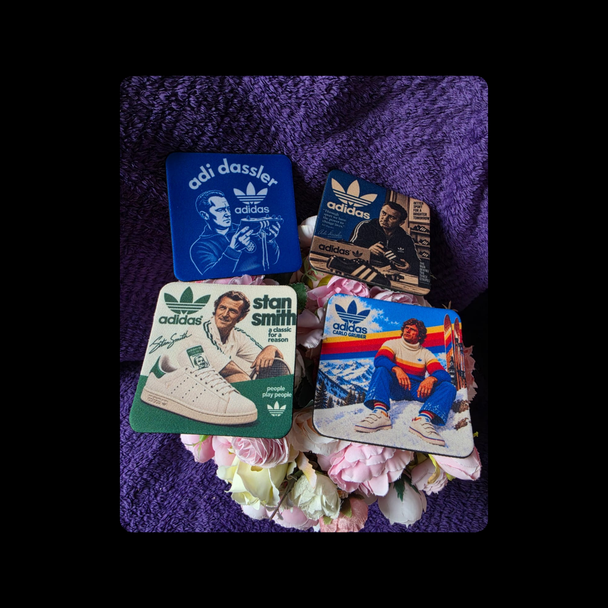 Adidas Rubber Backed 10cm Coasters Set of 4