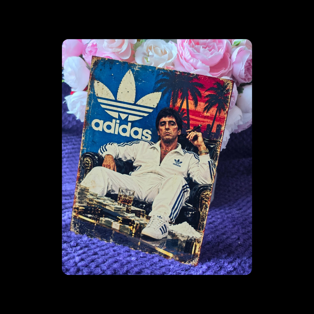 Adidas Tony Montana Metal Bar Sign 15cm x 20cm