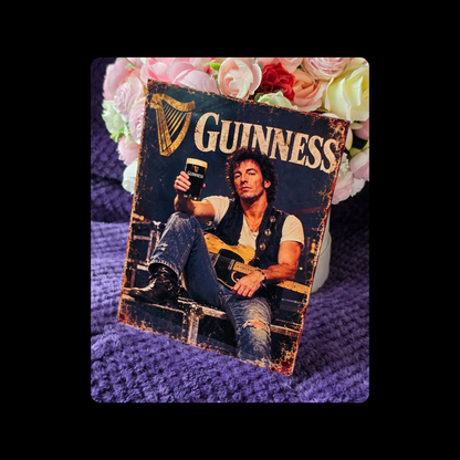 Bruce Springsteen Guinness Metal Bar Sign 15cm x 20cm